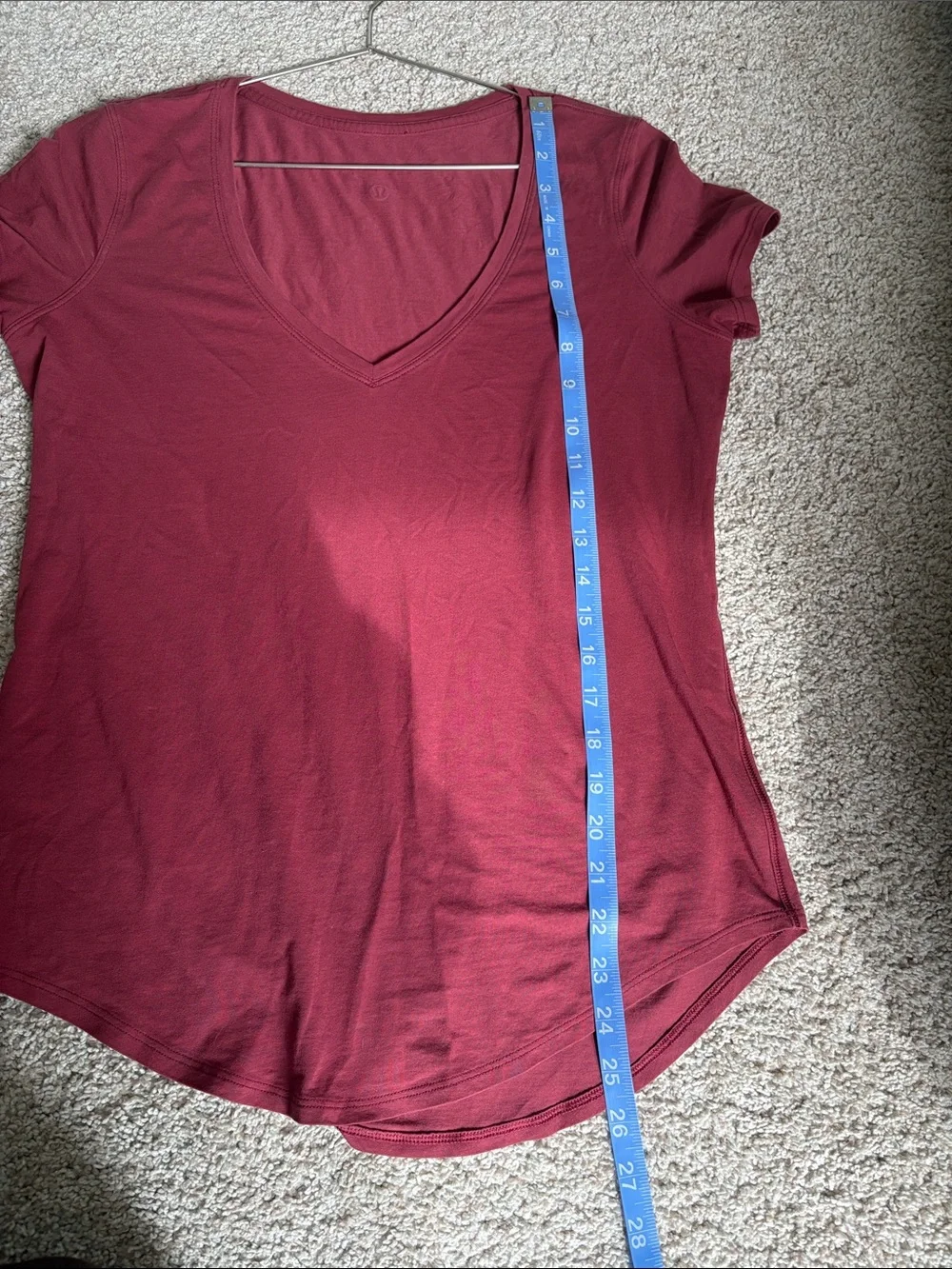 Lululemon V-Neck Short Sleeve Top - Burgundy